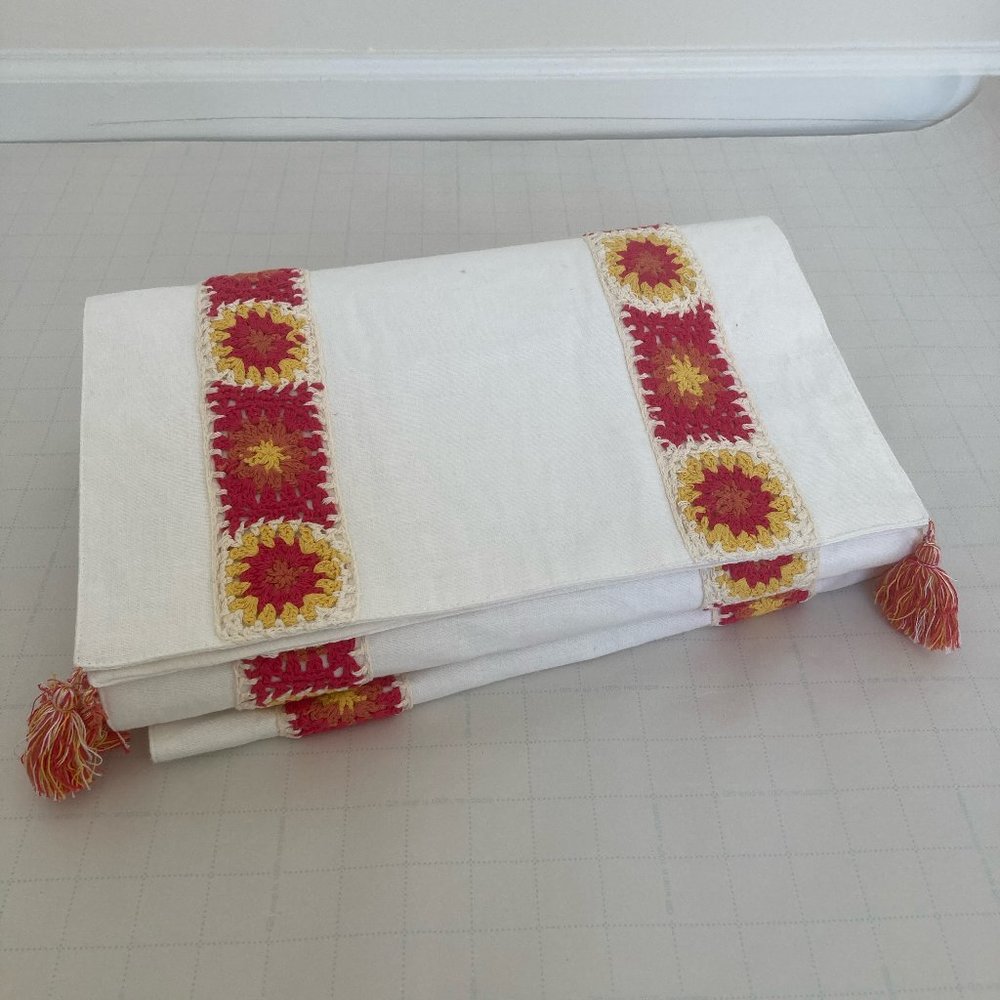 Wild Sage Cotton Crocheted Tasseled Table Runner